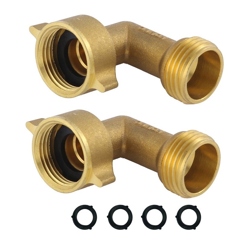 HQMPC Garden Hose Elbow Connector 90 Degree Brass Hose Elbow (2Pcs)+ Extra 4 Pressure Washers - Image 1